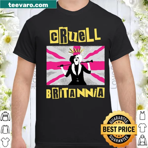 Pop art shirt featuring Cruella with a Britannia flag background