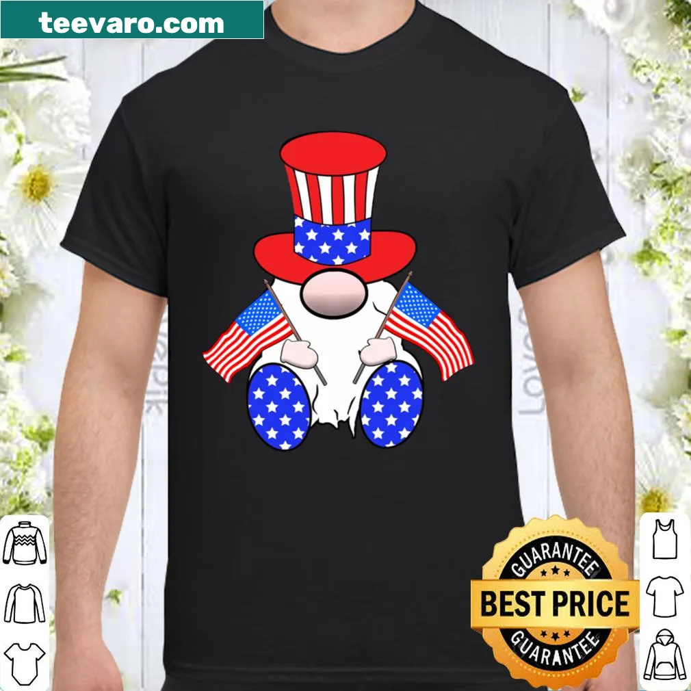 Cute patriotic gnome shirt with American flag for July 4th