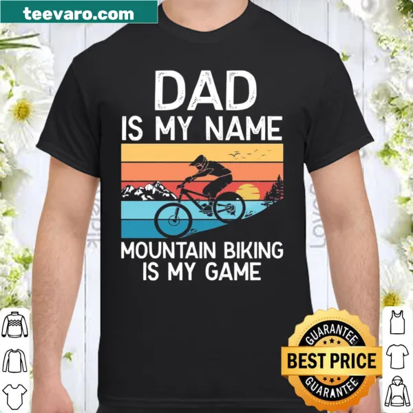 Cute dad biking shirt with playful text about mountain biking