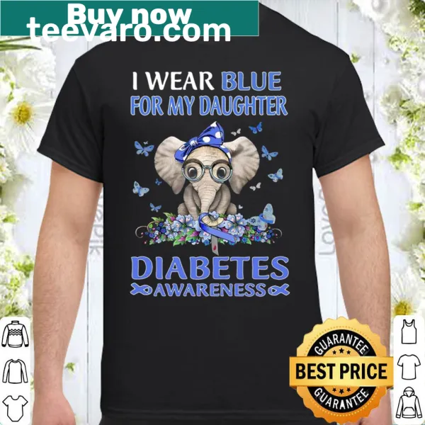 Heartwarming diabetes awareness design with blue ribbons and an elephant.