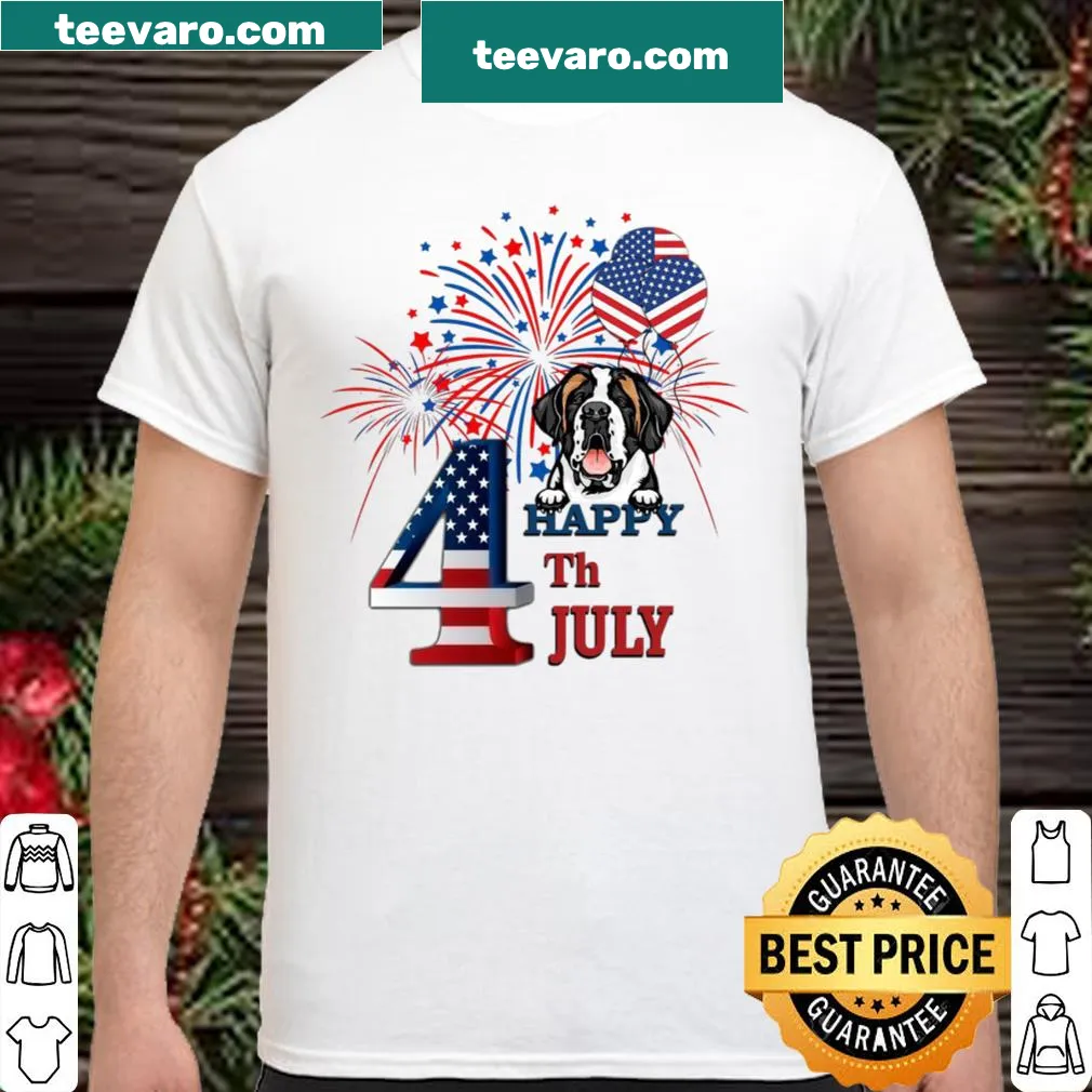 Dog Happy 4th July shirt with festive illustration