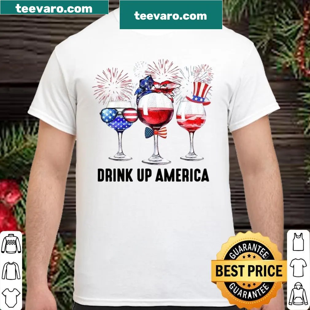Humorous Drink Up America shirt with bold text