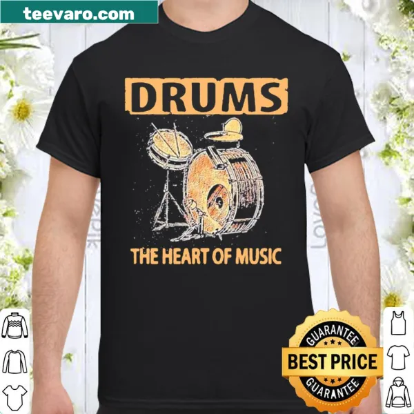 Graphic shirt depicting drums as the heart of music