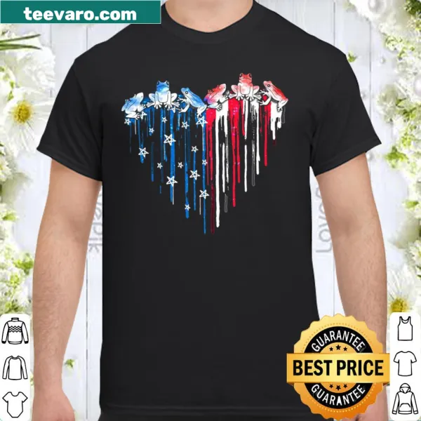 Frog graphic with a flag design on a casual shirt