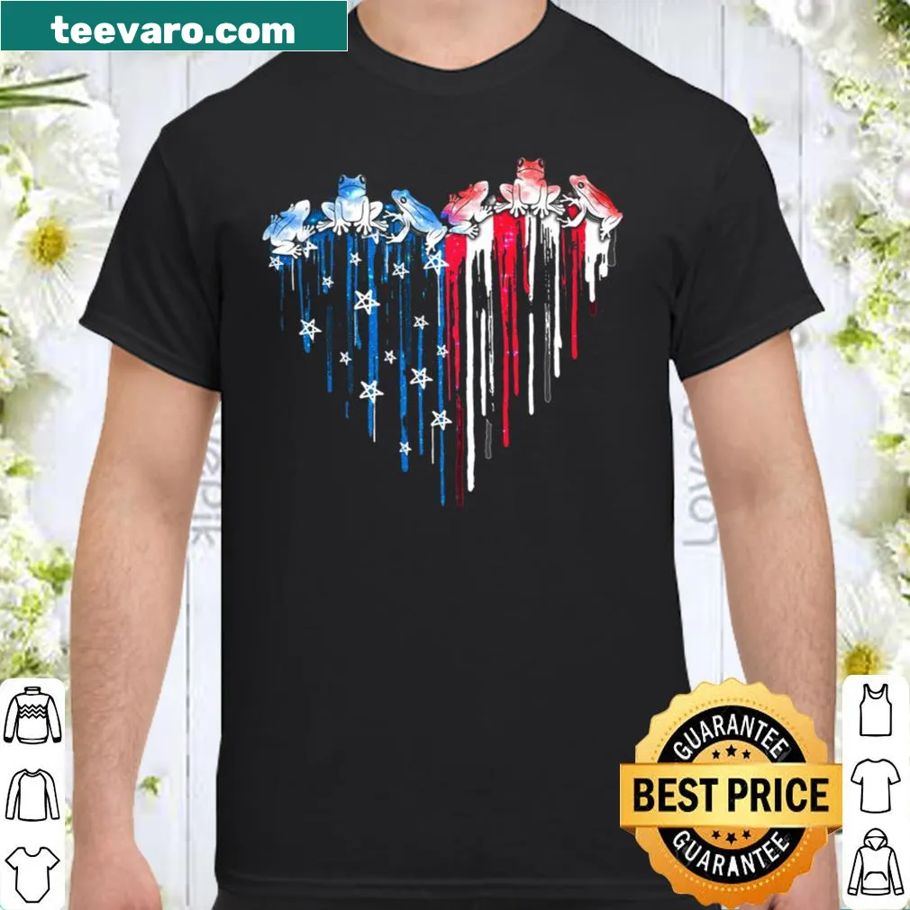 Frog graphic with a flag design on a casual shirt