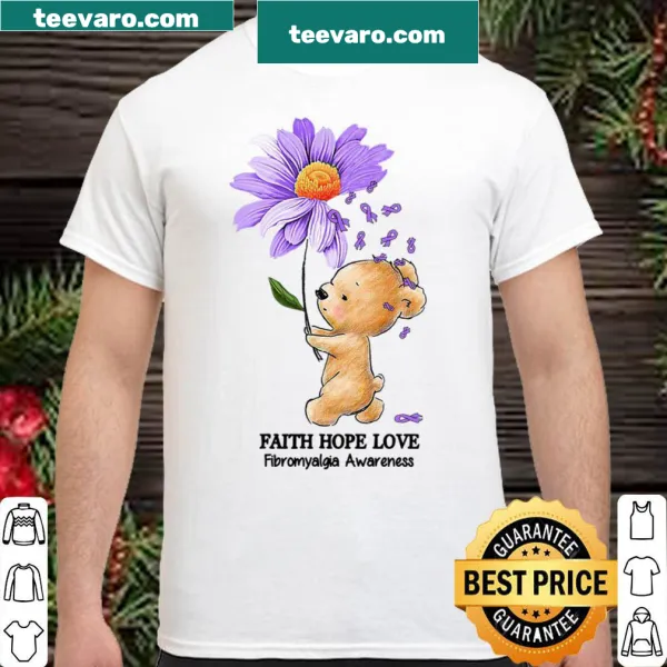 Inspirational shirt with Faith Hope Love for fibromyalgia awareness
