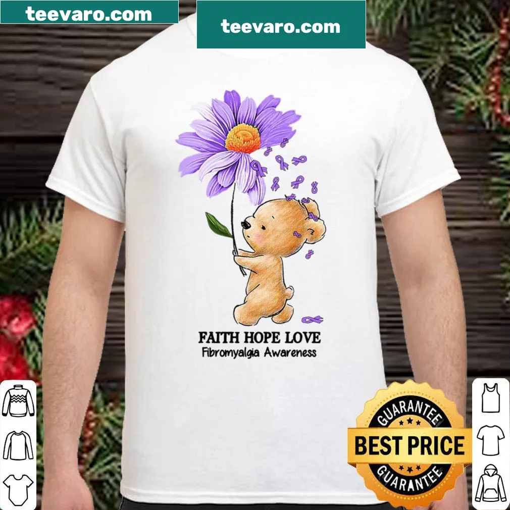 Inspirational shirt with Faith Hope Love for fibromyalgia awareness