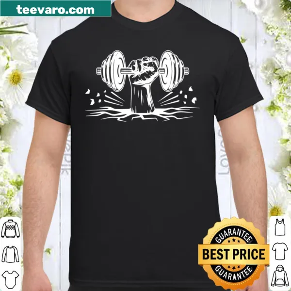 Playful fitness-themed shirt with motivational text.