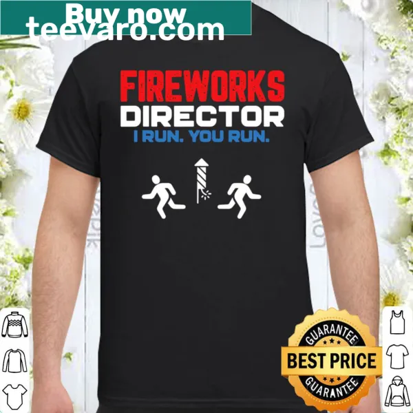 Fourth of July t-shirt with fireworks and text 'I Run You Run'