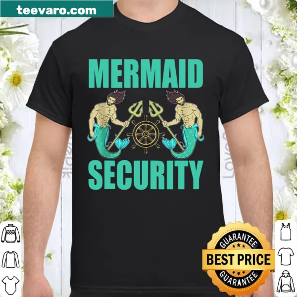 Playful cartoon mermaid shirt with 'Mermaid Security' text