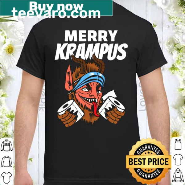 Funny Christmas shirt with Krampus and toilet paper design.