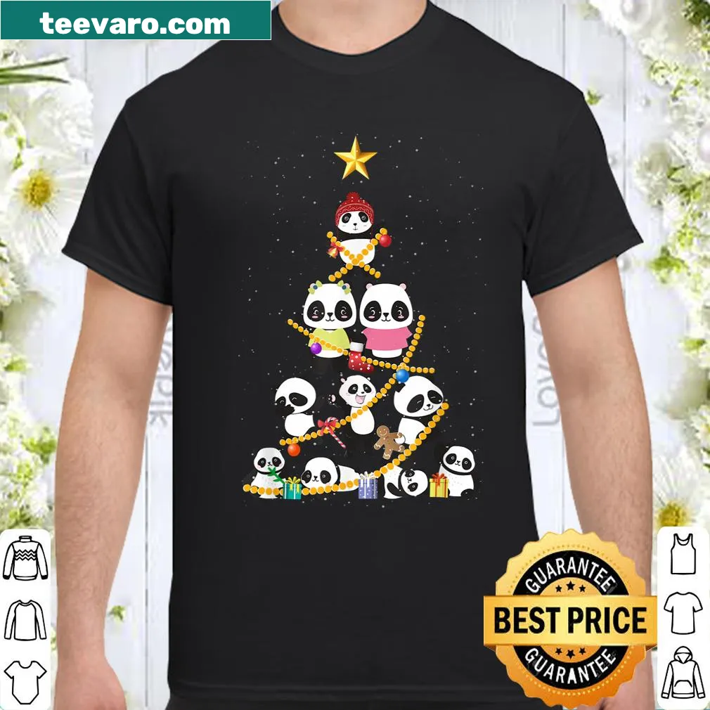 Cute Christmas shirt with playful pandas and a tree design