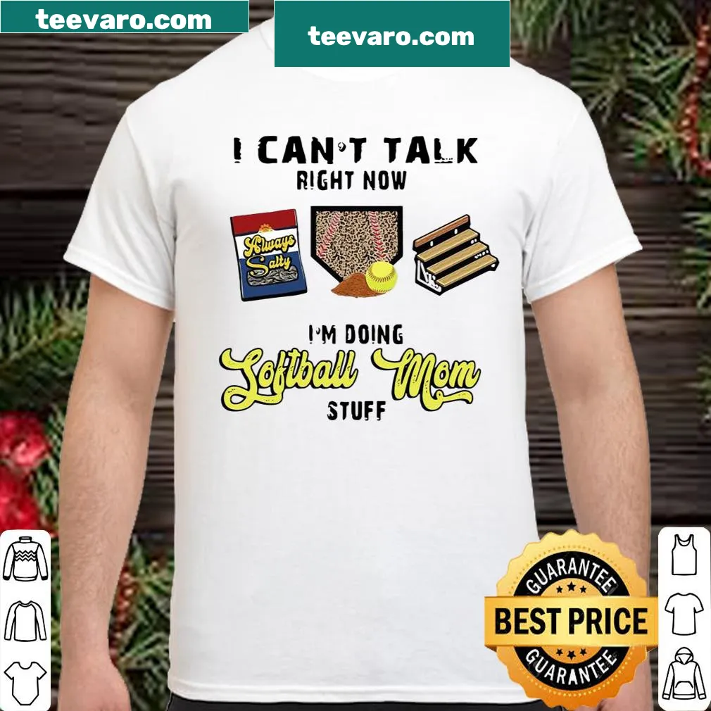 Vintage distressed shirt with text I Can't Talk Right Now I'm Doing Softball Mom Stuff