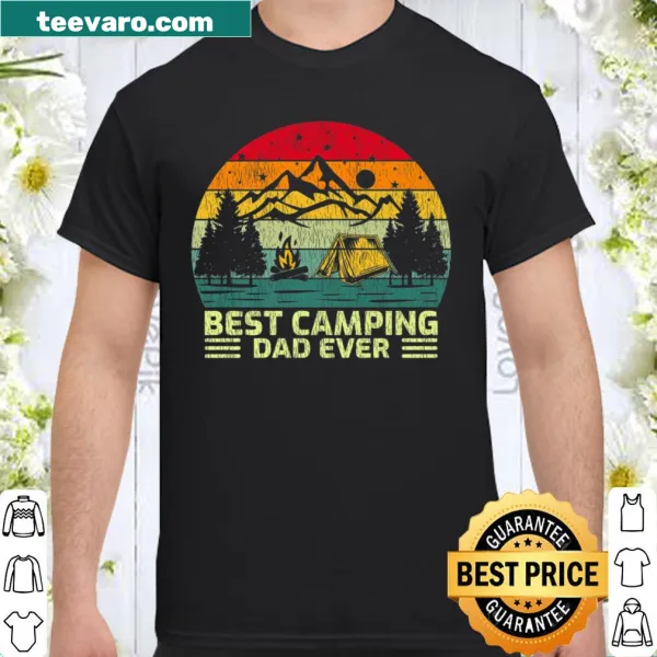 Vintage-style t-shirt with 'Best Camping Dad Ever' text