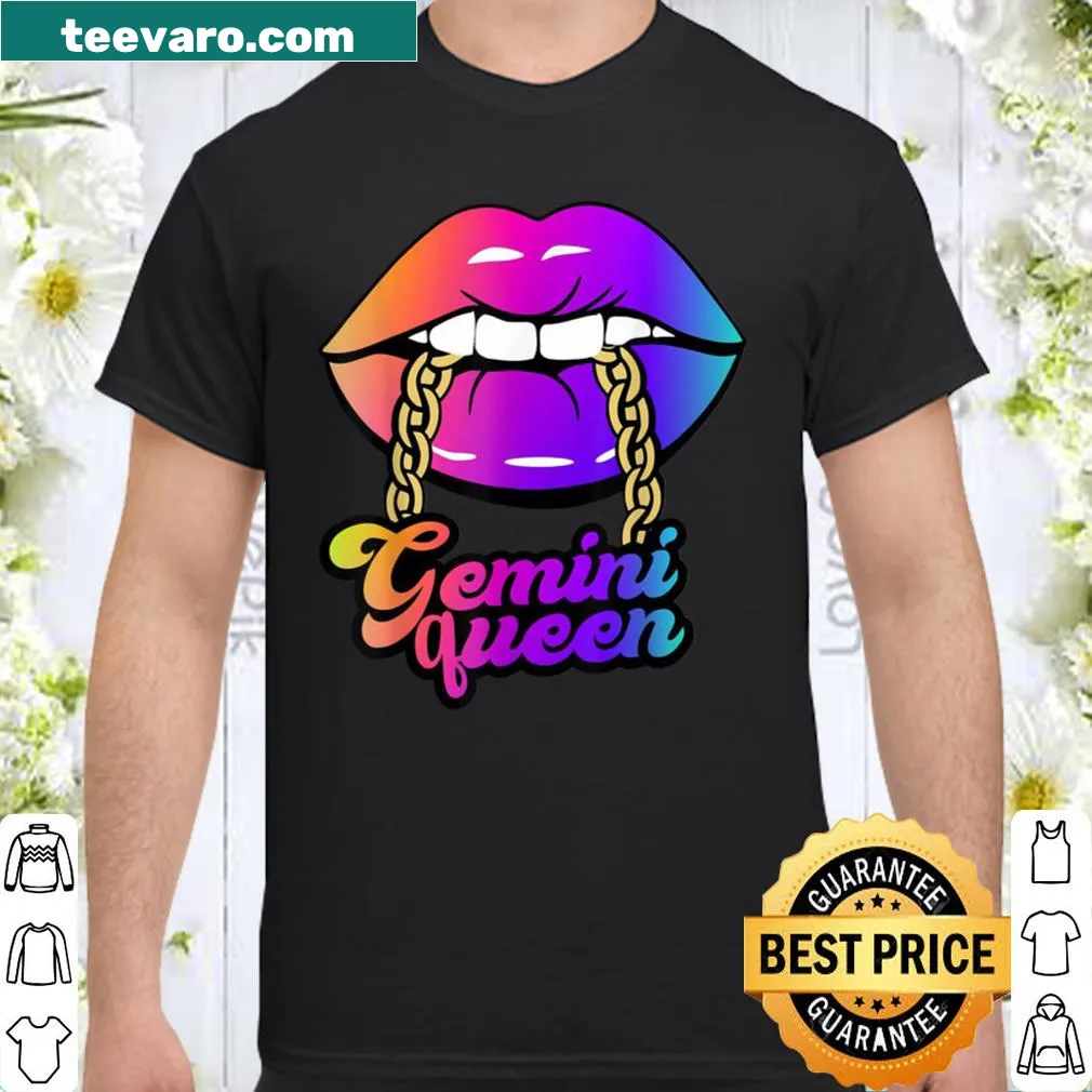 Birthday T-shirt featuring Gemini symbol and queen text