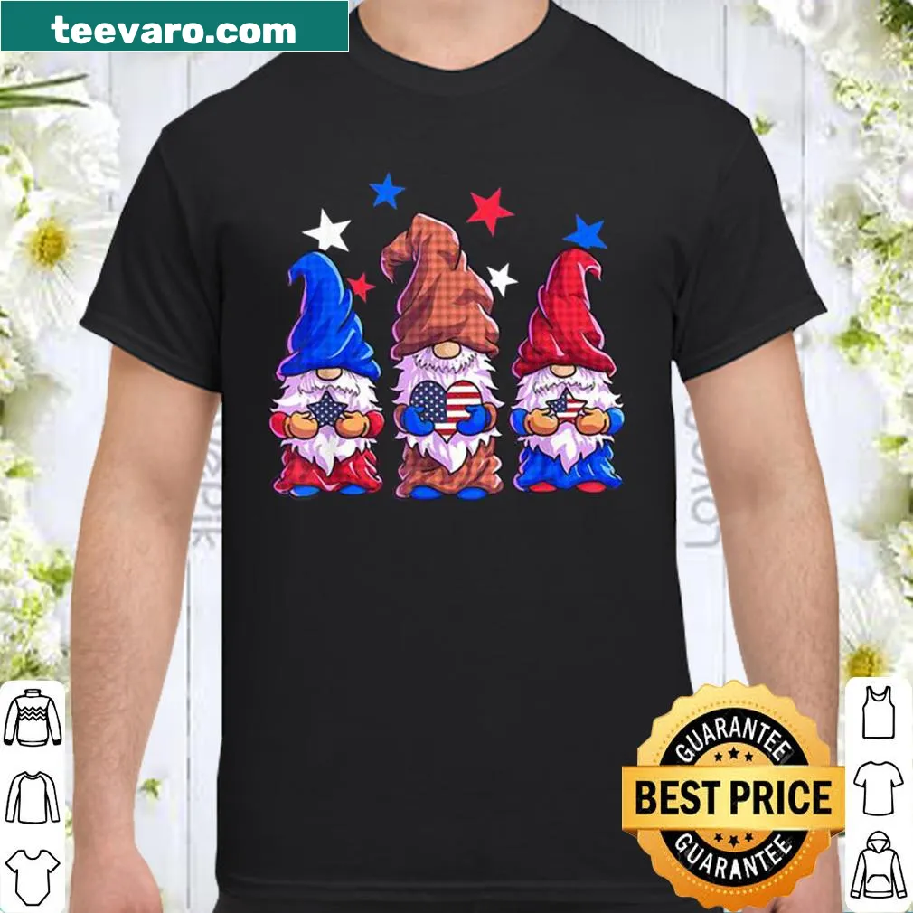 Gnomes celebrating Independence Day with American flag graphic