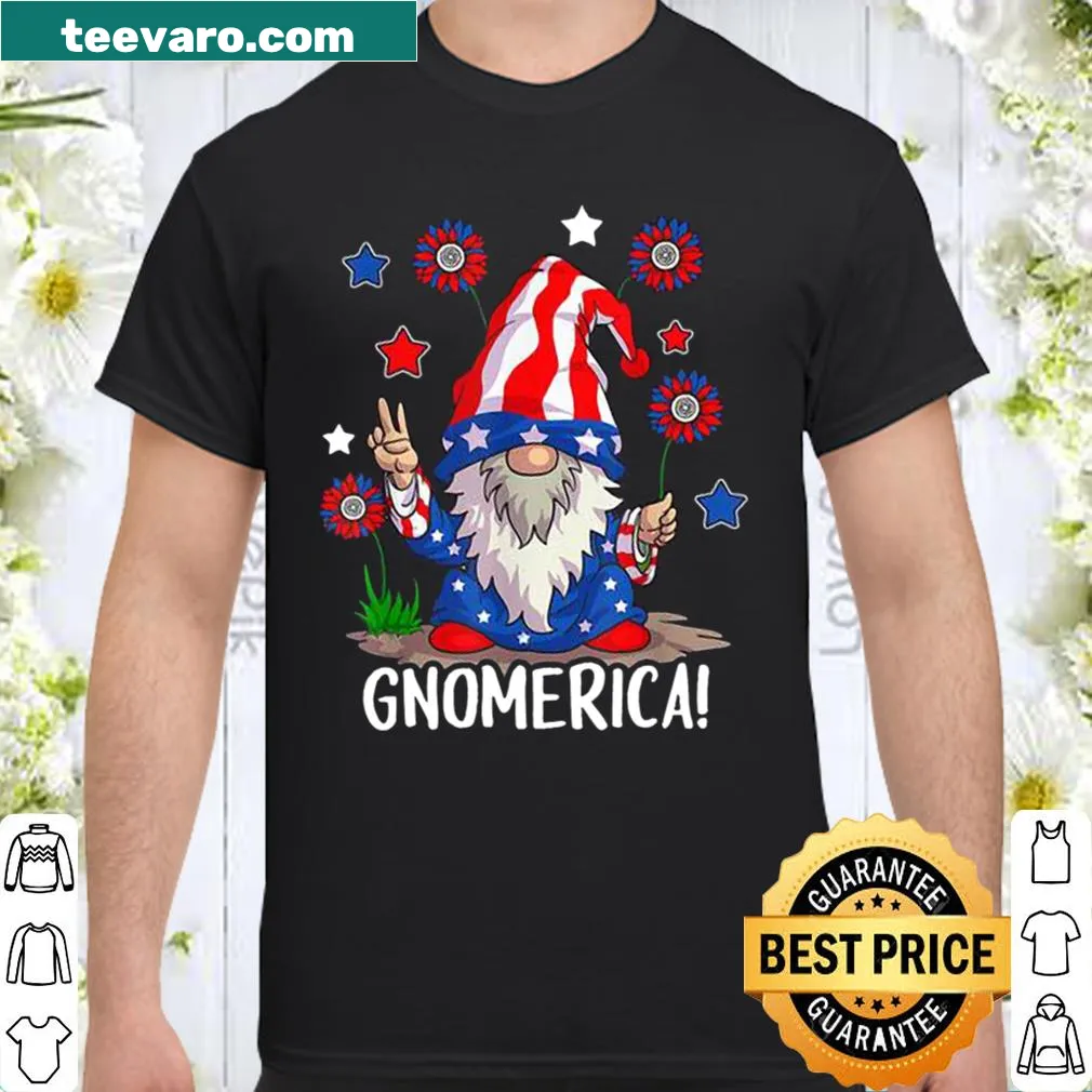 Gnomes celebrating 4th of July with American flag graphic