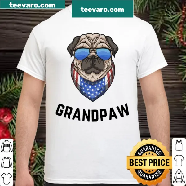 Grandpaw Pawtriotic pug graphic t-shirt