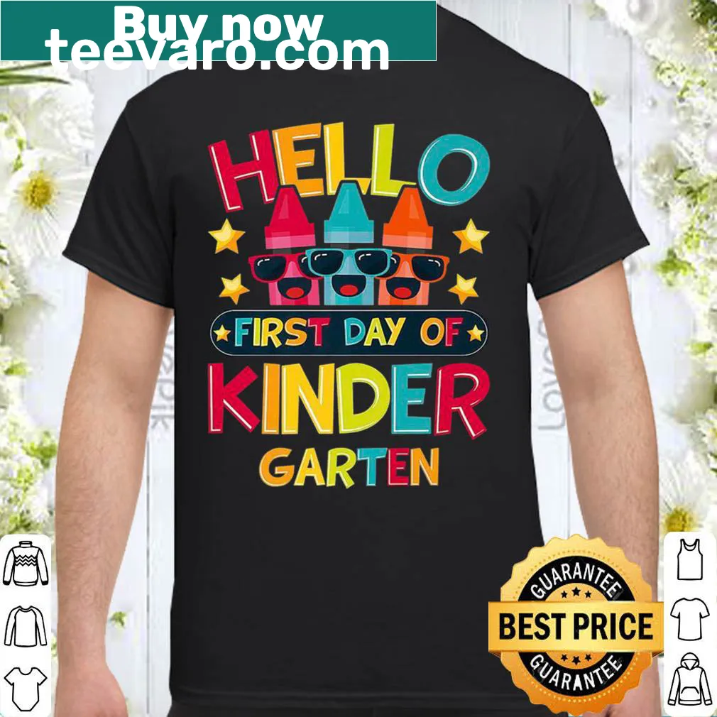 Shirt with the phrase 'Hello First Day Of Kindergarten' for kids