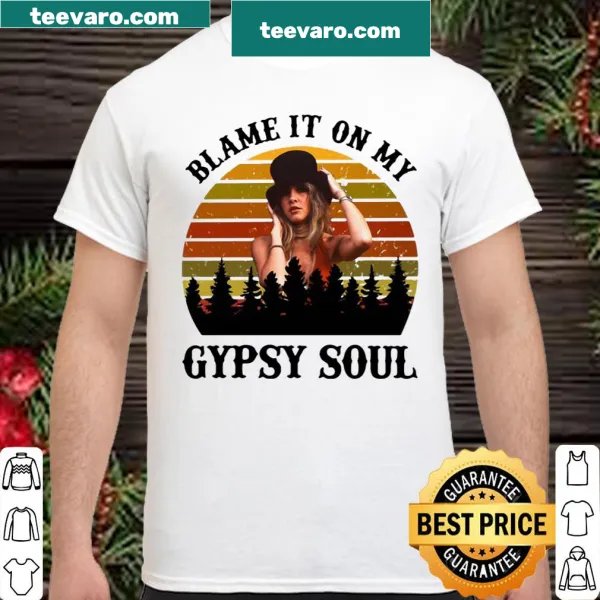 Vintage shirt with 'Blame It On My Gypsy Soul' text for hippie spirit