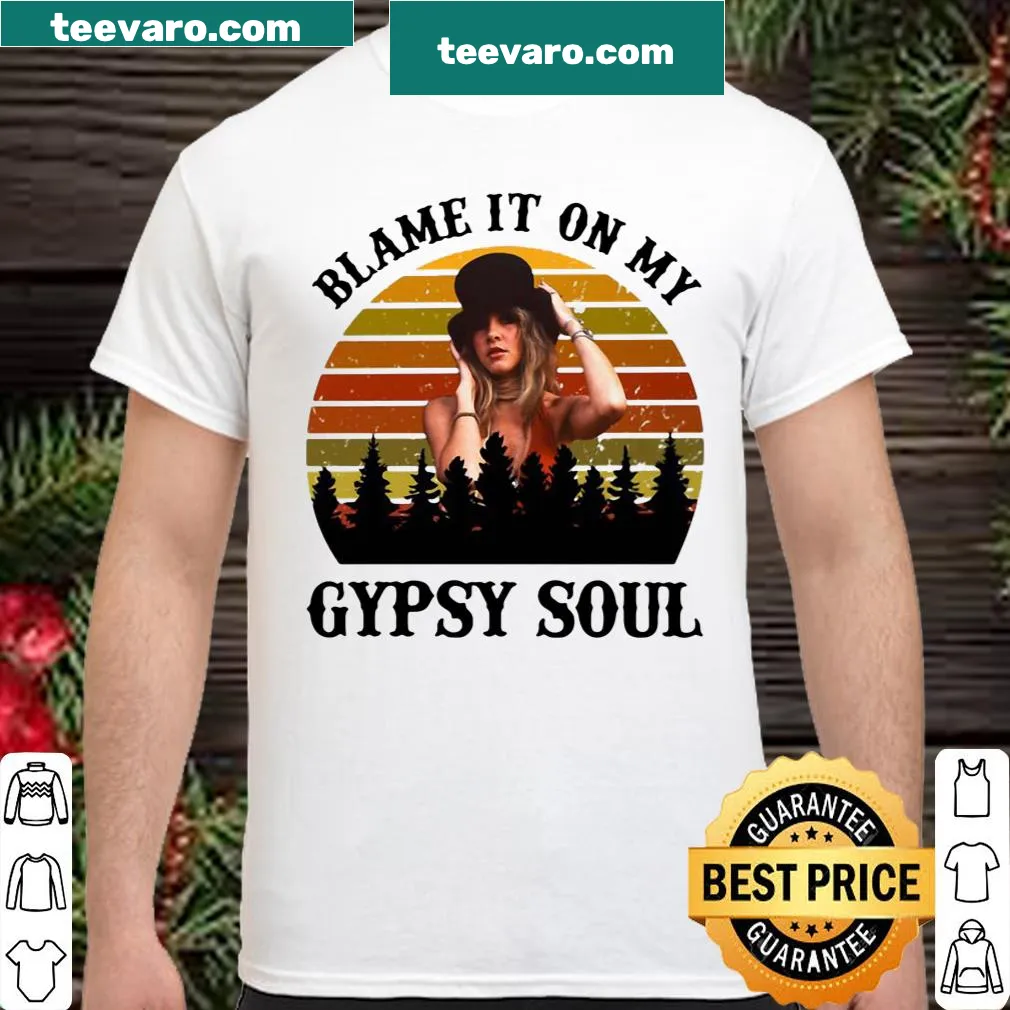 Vintage shirt with 'Blame It On My Gypsy Soul' text for hippie spirit