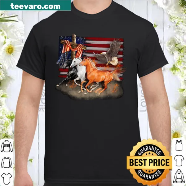Patriotic t-shirt featuring a horse and flag design
