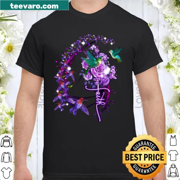 Illustrated hummingbird design with the word 'faith' for bird lovers