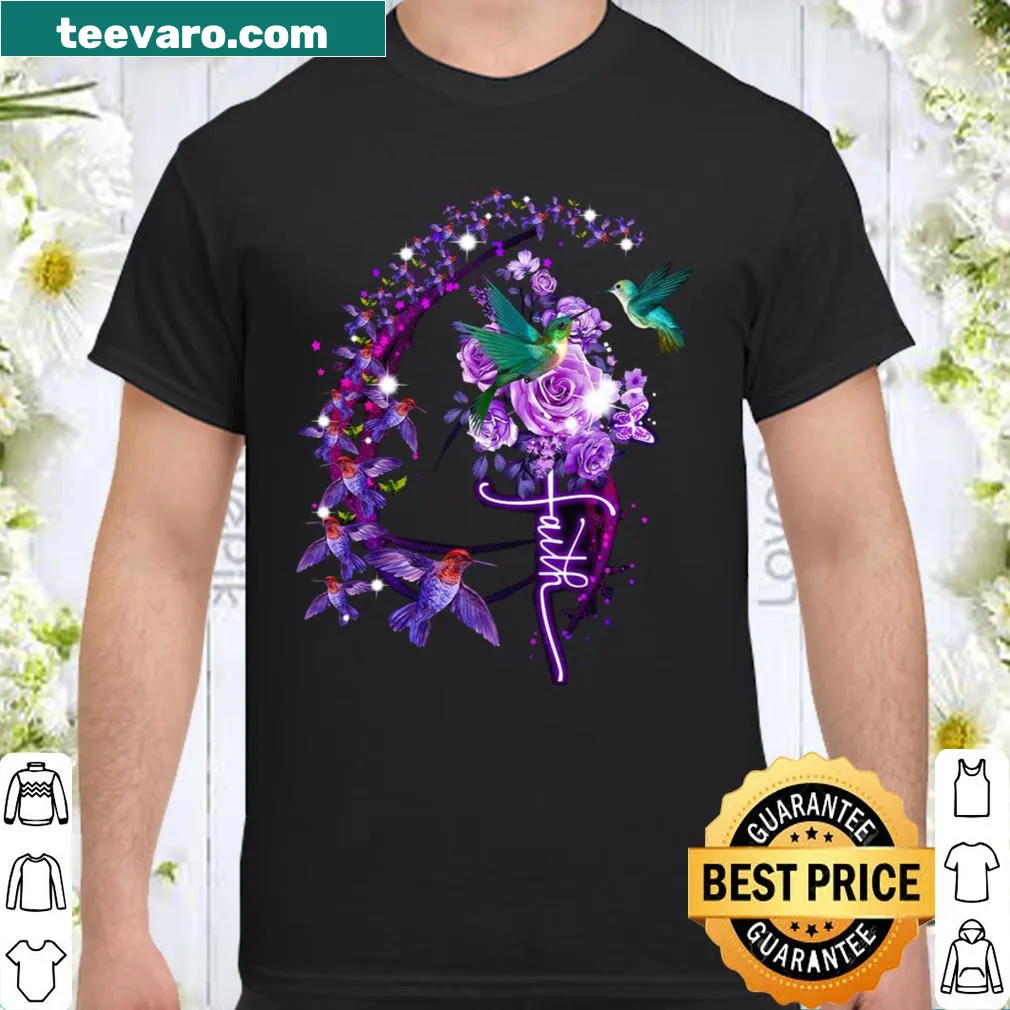 Illustrated hummingbird design with the word 'faith' for bird lovers