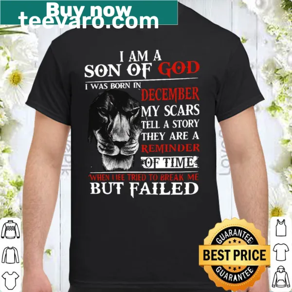 Black shirt proclaiming faith with scars as a symbol of resilience.