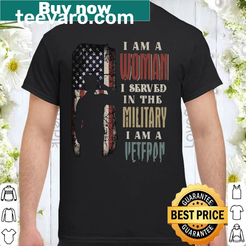 Shirt celebrating female military veterans with bold typography.