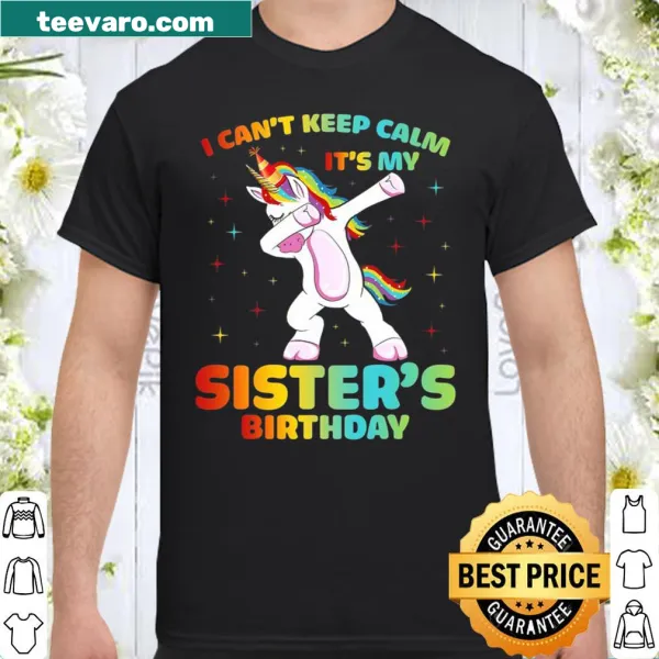 Cute unicorn birthday shirt with text celebrating a sister's birthday