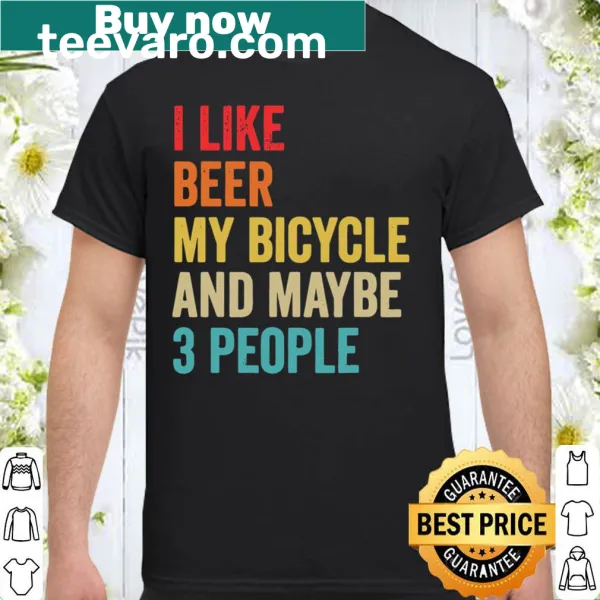 Funny cycling shirt featuring beer, a bicycle, and text about friends.