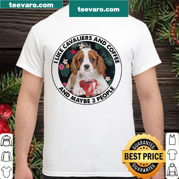 Funny Cavalier dog and coffee-themed t-shirt