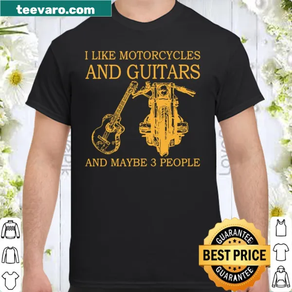 Silhouette design featuring motorcycle and guitar on shirt