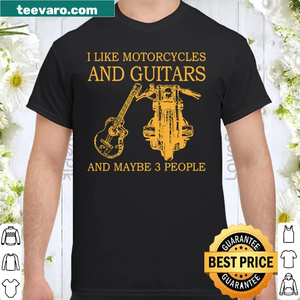 Silhouette design featuring motorcycle and guitar on shirt