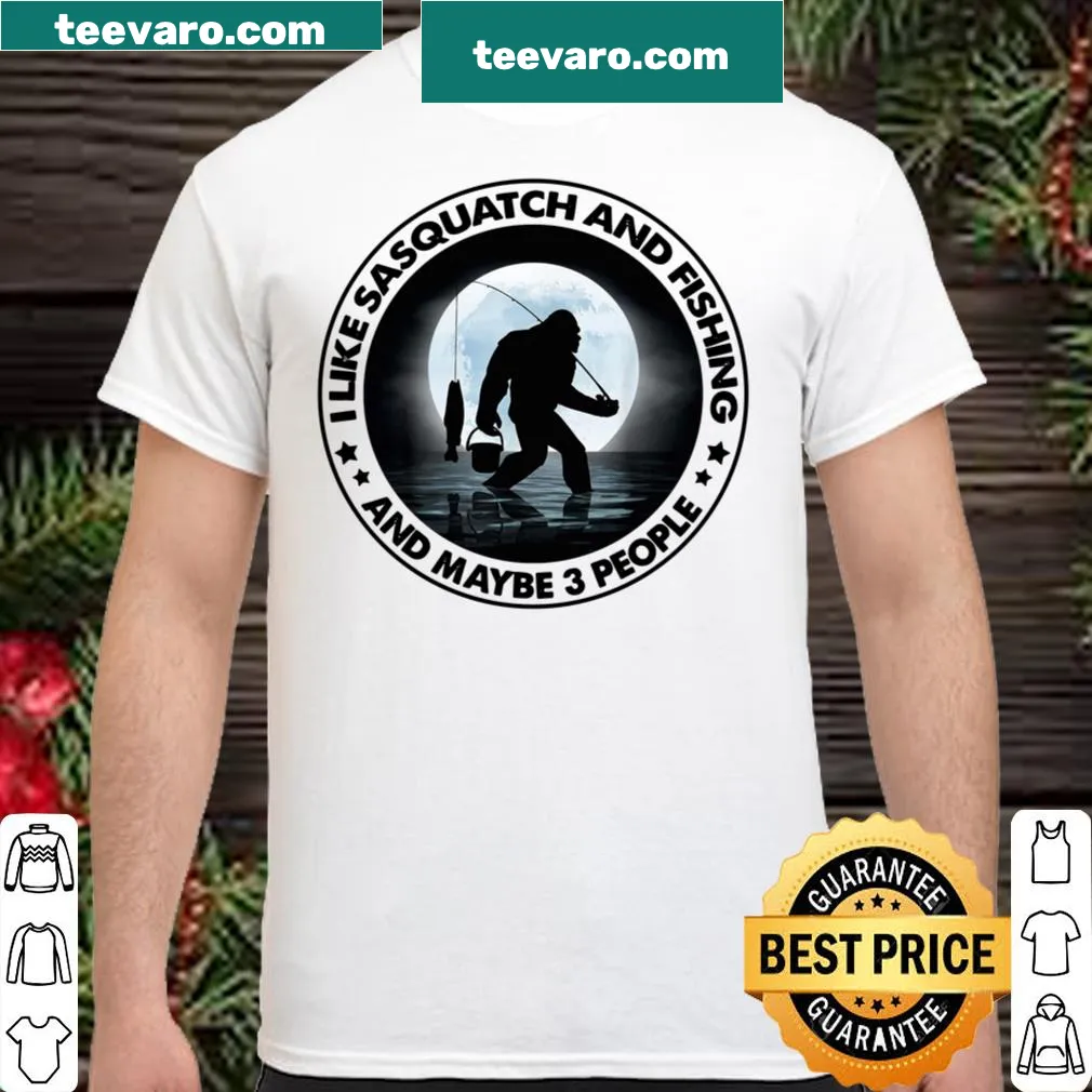 Shirt featuring Sasquatch and fishing graphic
