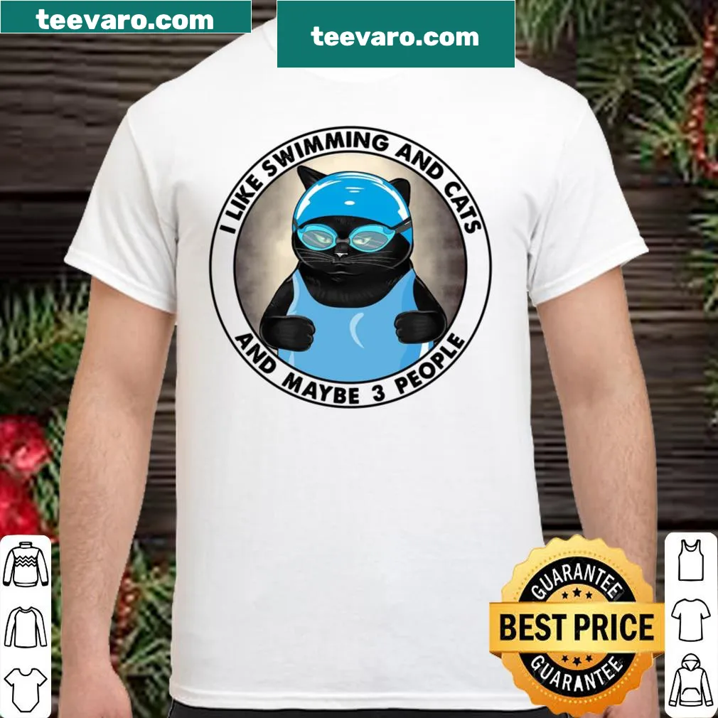 Playful shirt featuring a humorous list of loves: swimming, cats, and people