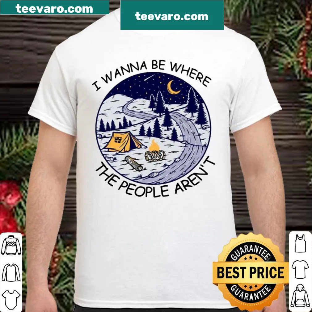 Camping shirt with landscape illustration and stars