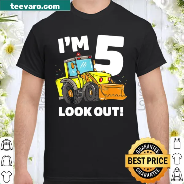 Funny kids' construction-themed birthday shirt with 'Look Out' text