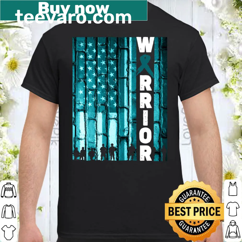 American flag shirt with text promoting PTSD awareness