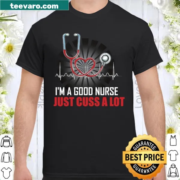 Humorous nurse shirt with bold text about cursing