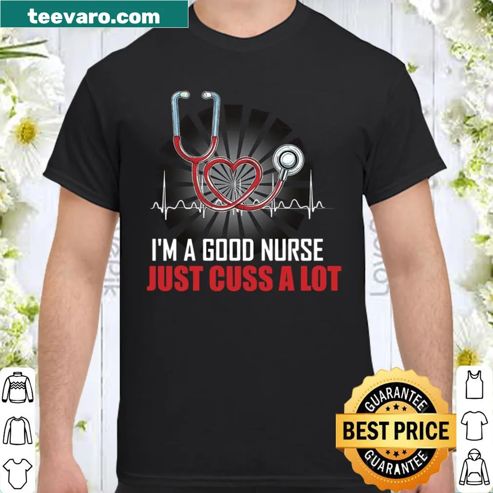 Humorous nurse shirt with bold text about cursing