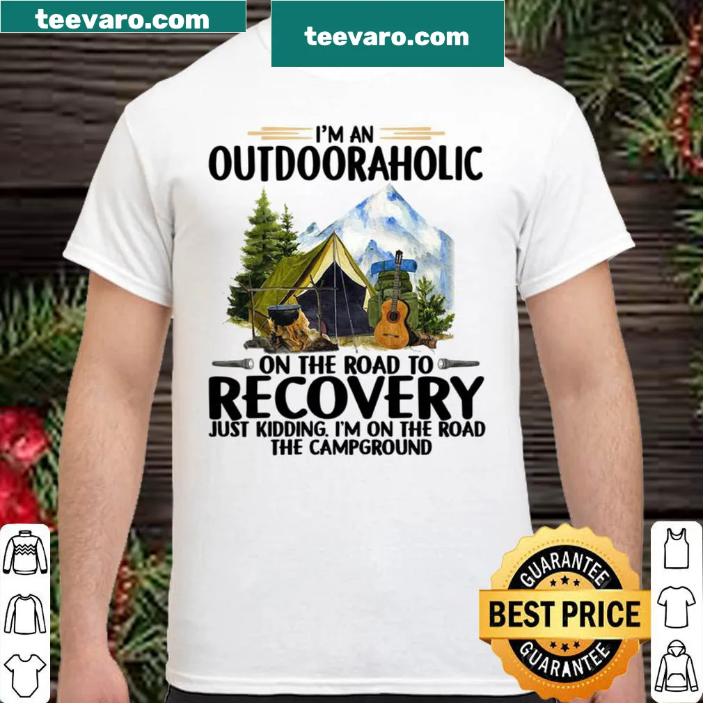 Whimsical shirt with a humorous outdoor-themed phrase in playful typography.
