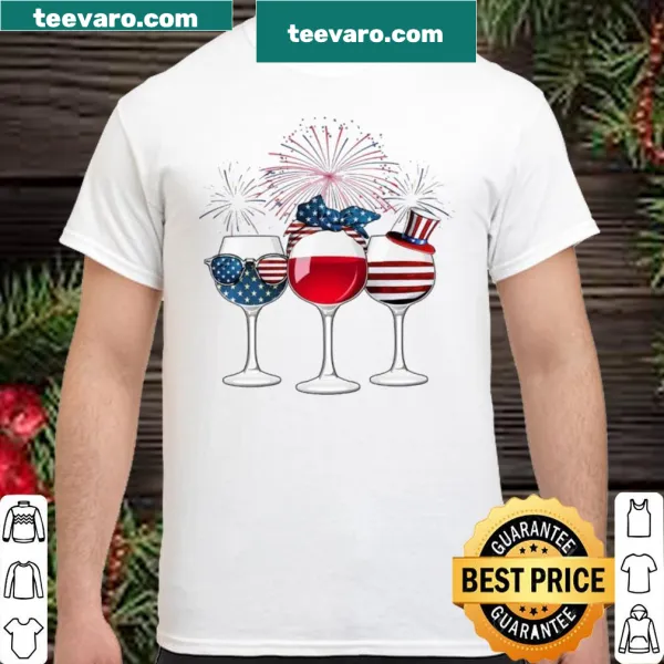 Patriotic shirt featuring wine-themed design for Independence Day