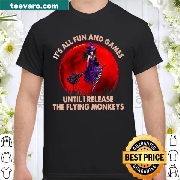 Funny shirt featuring whimsical text about releasing flying monkeys.