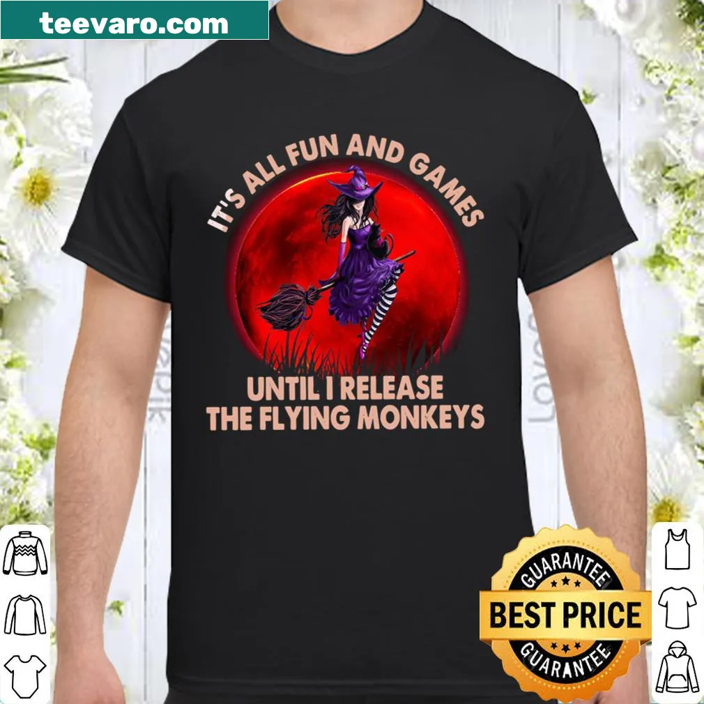 Funny shirt featuring whimsical text about releasing flying monkeys.