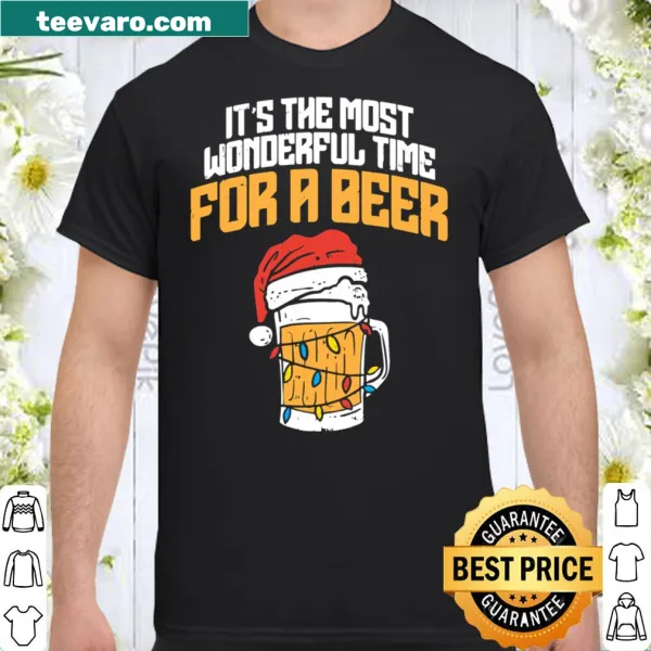 Christmas T-shirt celebrating beer with festive text