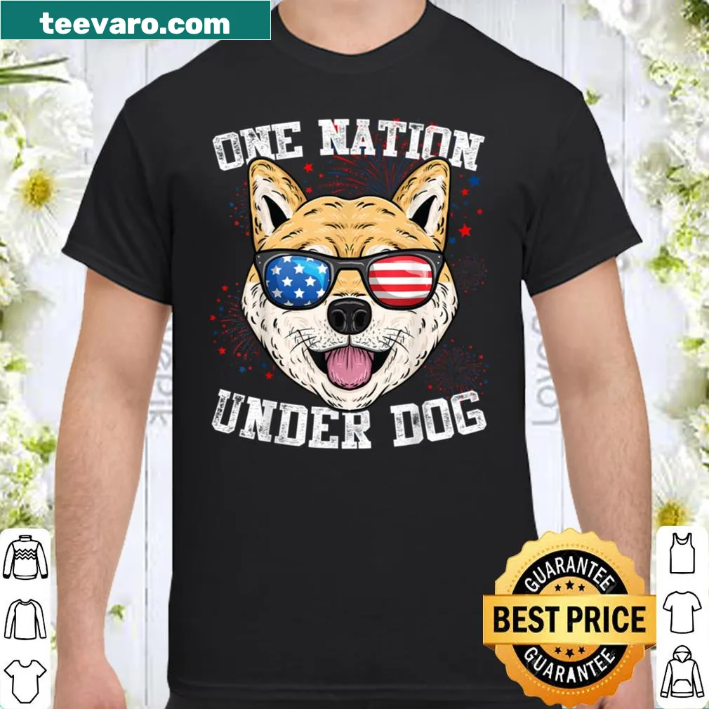 Patriotic shirt featuring a Japanese Spitz for Fourth of July