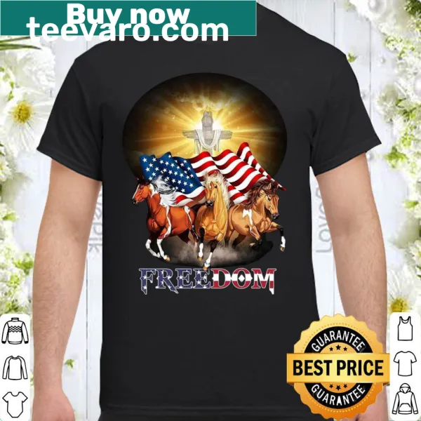 Inspirational shirt with the phrase 'Jesus, Three Horse Freedom'