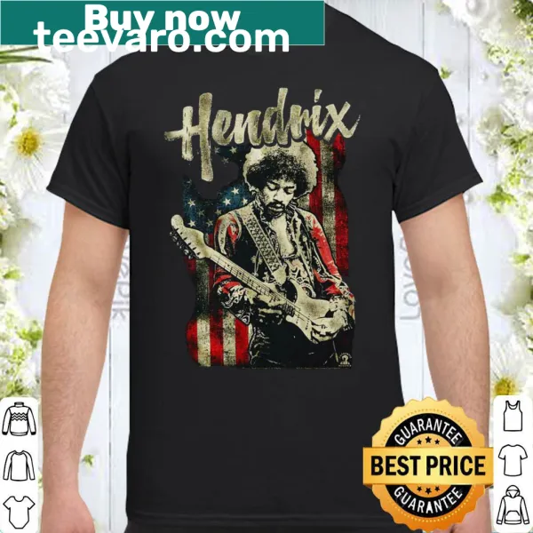 Graphic t-shirt featuring Jimi Hendrix with American flag